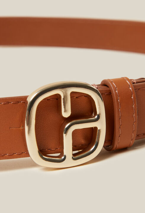 Ceinture cuir monogramme marron