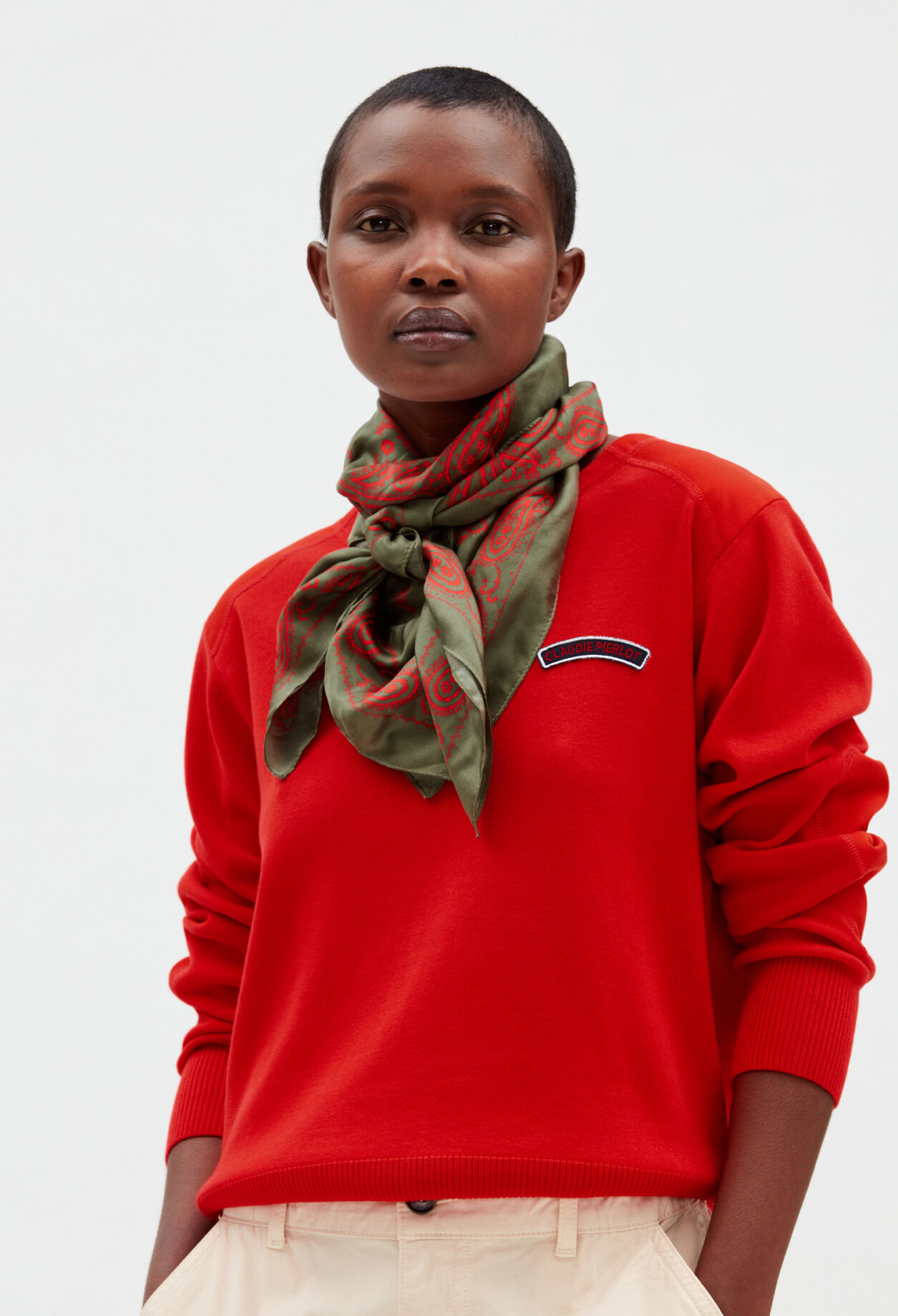 Foulard soie kaki