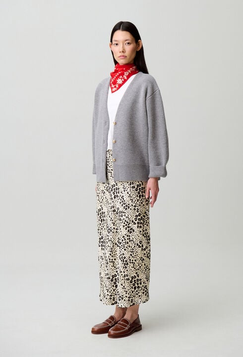 Cardigan oversize laine m&eacute;lang&eacute;e