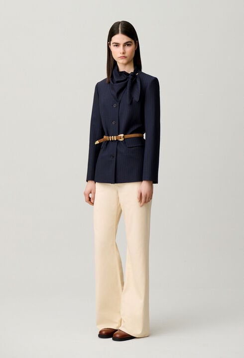 Veste laine foulard amovible