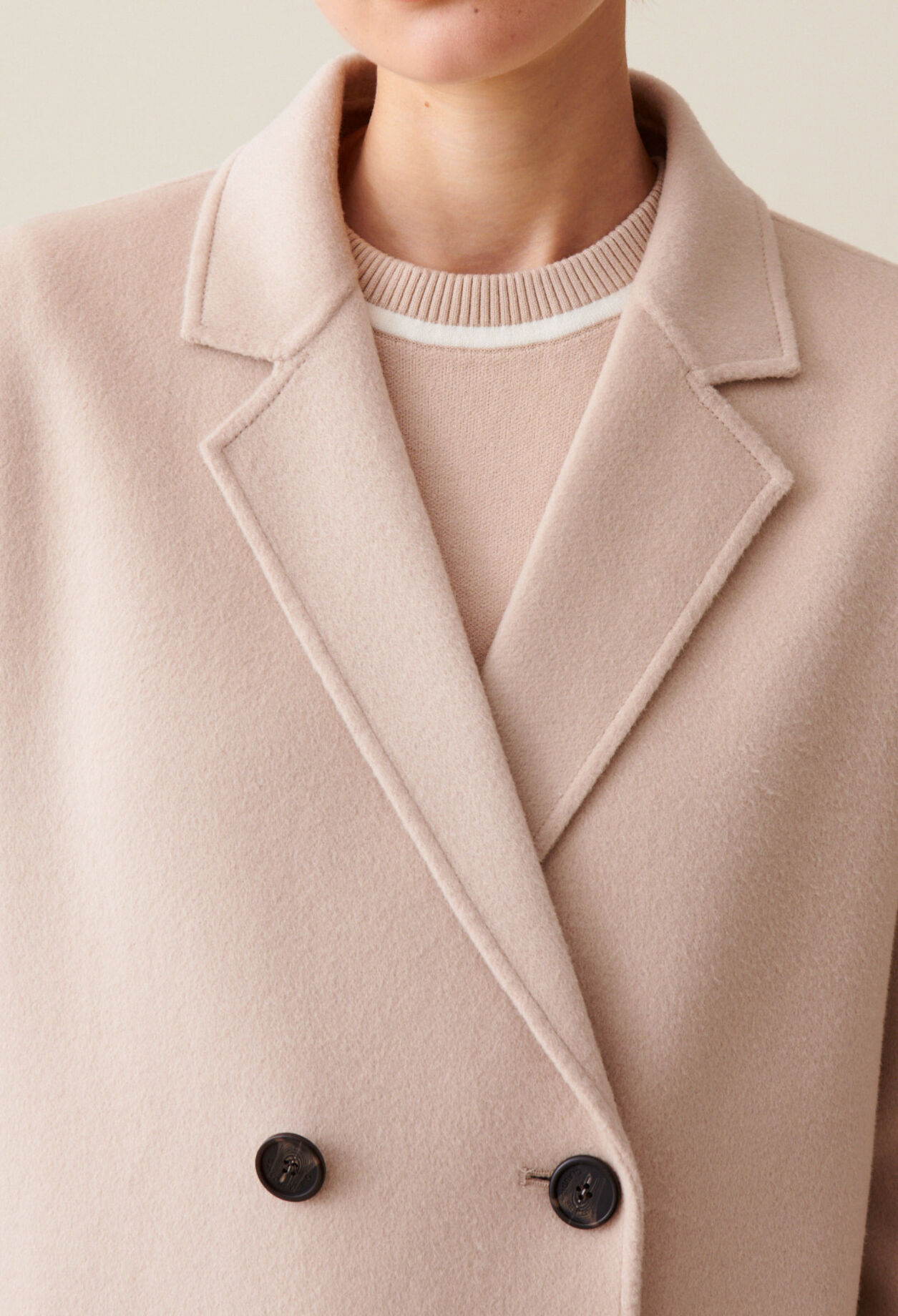 Manteau mi-long laine m&eacute;lang&eacute;e beige 