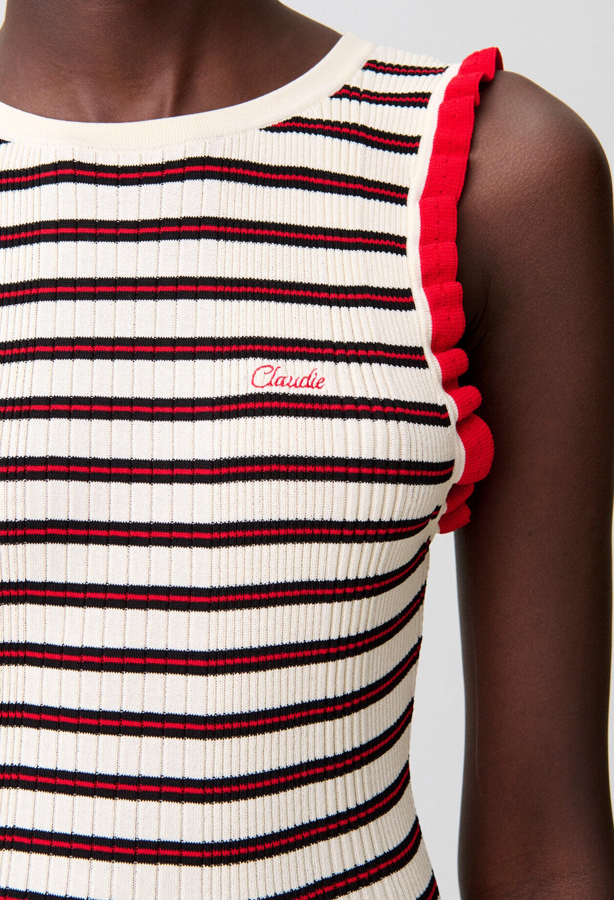 Robe midi sans manches rayures