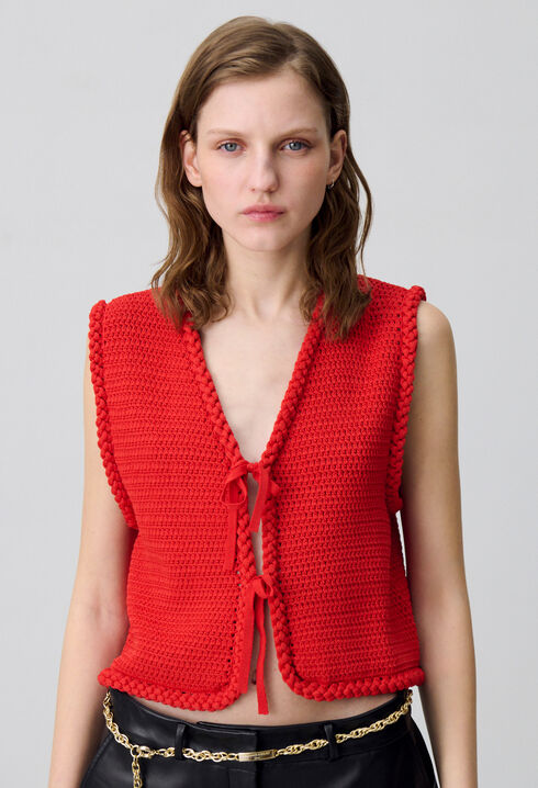 Cardigan en crochet sans manches