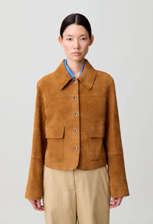 Veste cuir su&egrave;de