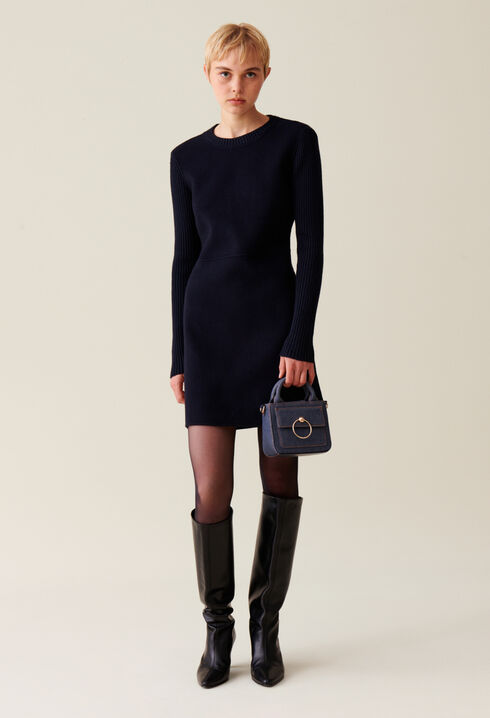 Robe courte maille dos côtelé