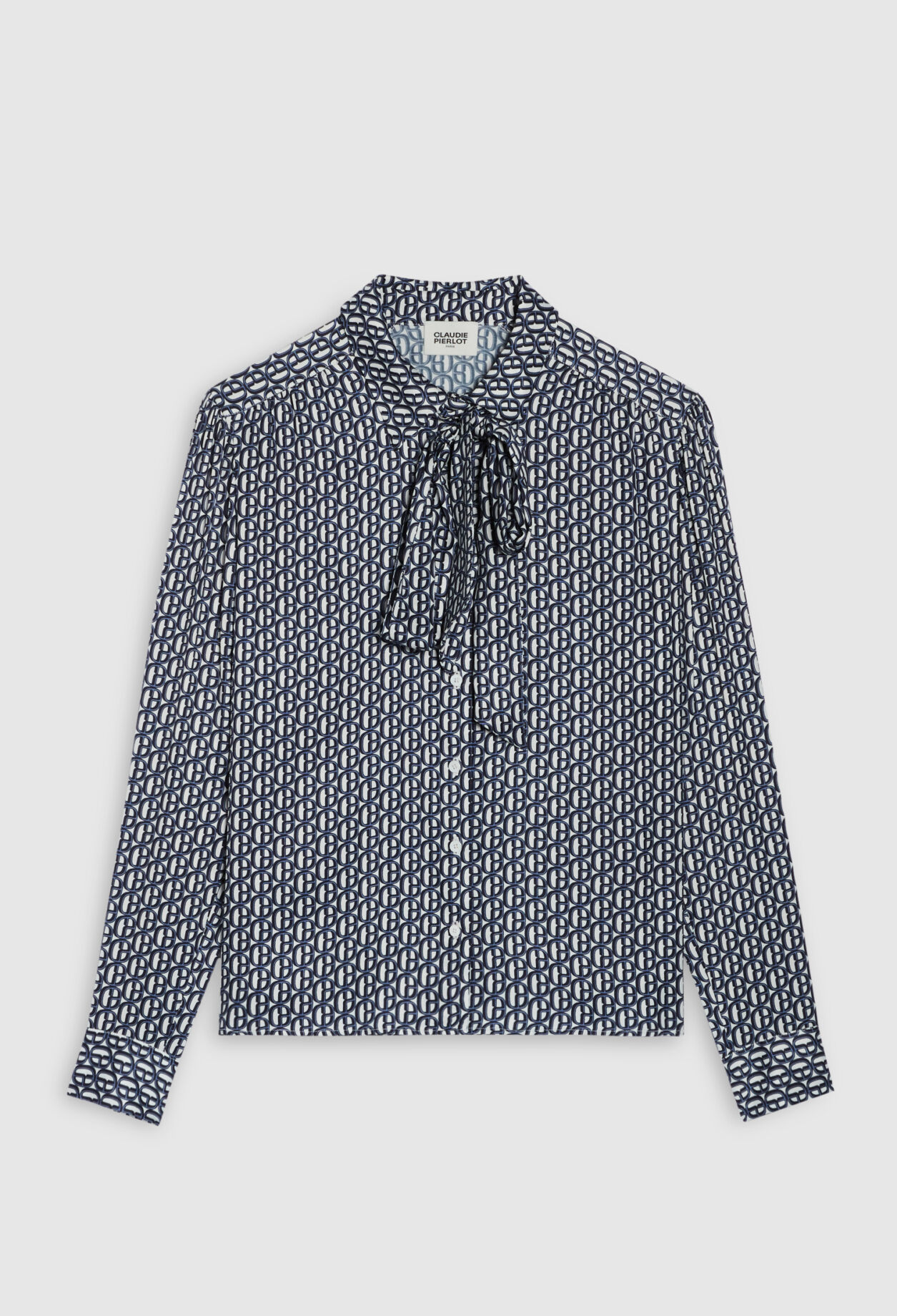 Chemise col lavallière amovible bleu