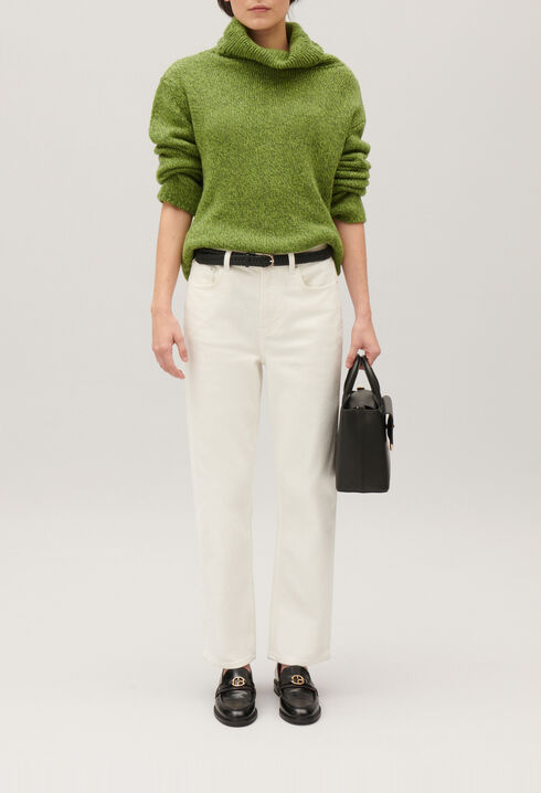 Pull col roul&eacute; maille matcha