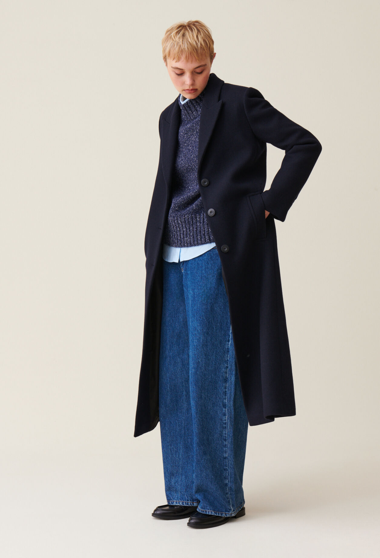 Manteau droit mi-long