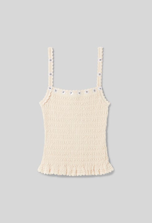 Top fleurs broderies