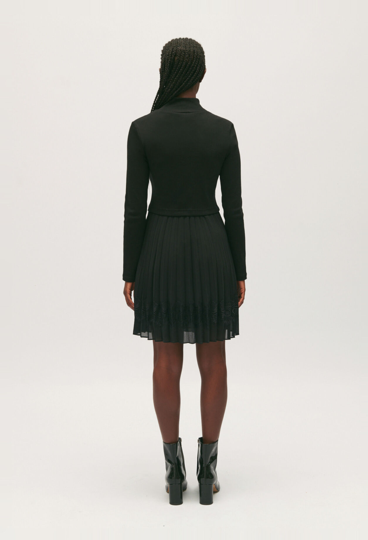 Robe Twist courte plissée noire 