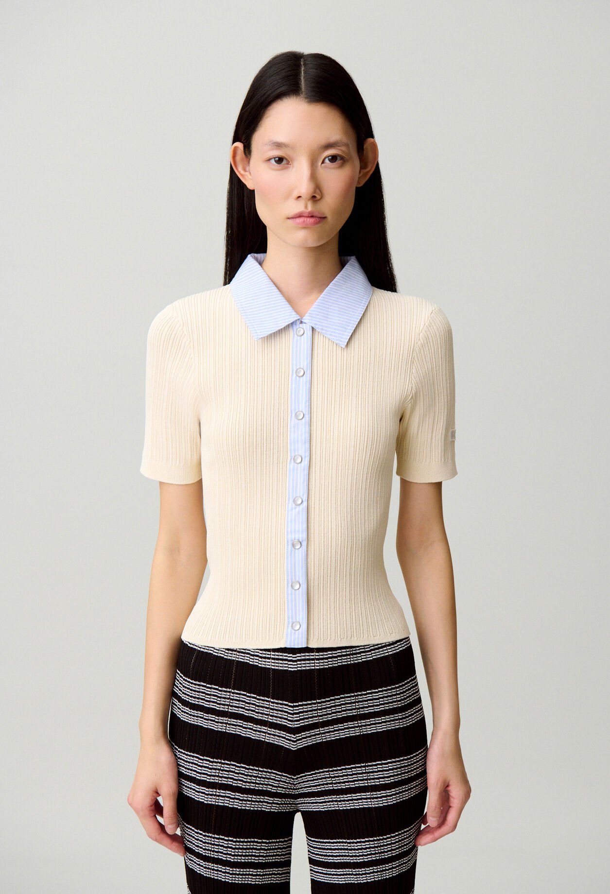 Cardigan bi mati&egrave;res ray&eacute;