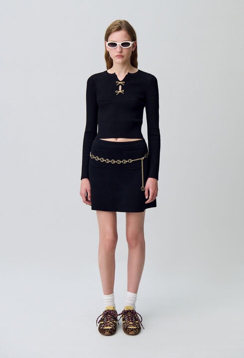 Pull maille fine noeuds