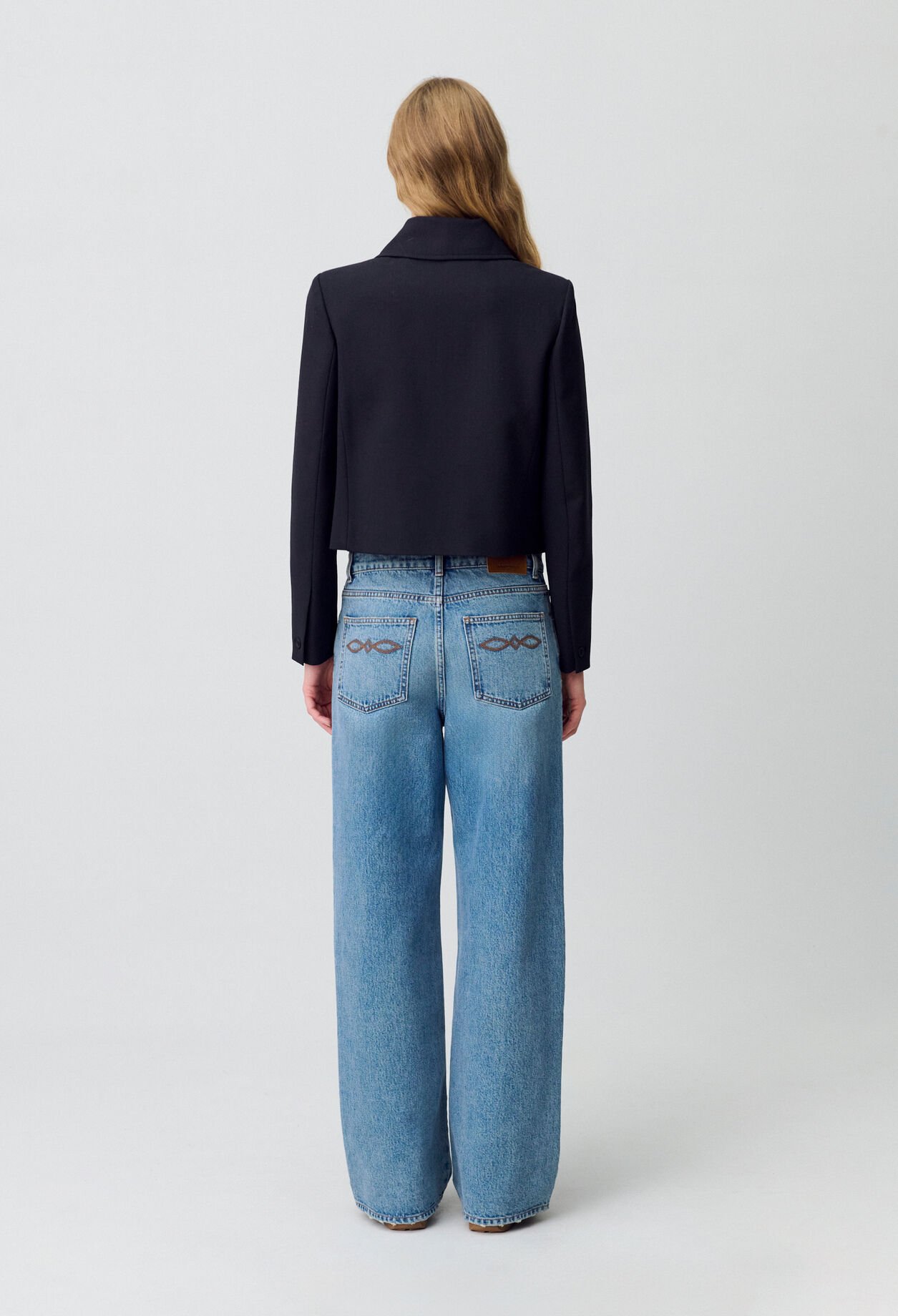 Veste boîte laine mélangée noir