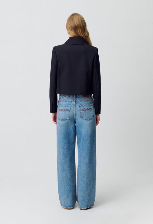 Veste boîte laine mélangée noir