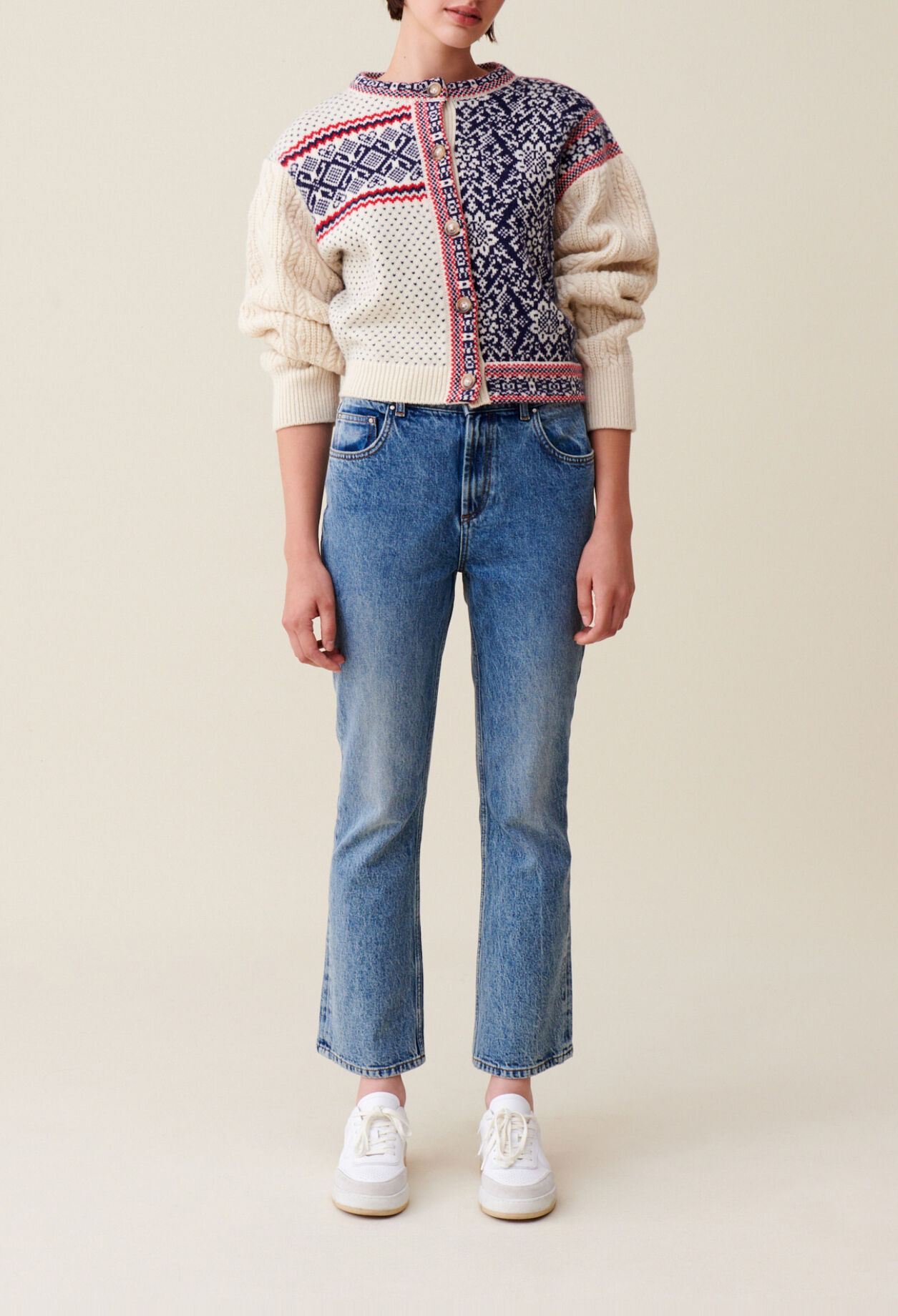 Cardigan laine motif torsad&eacute;