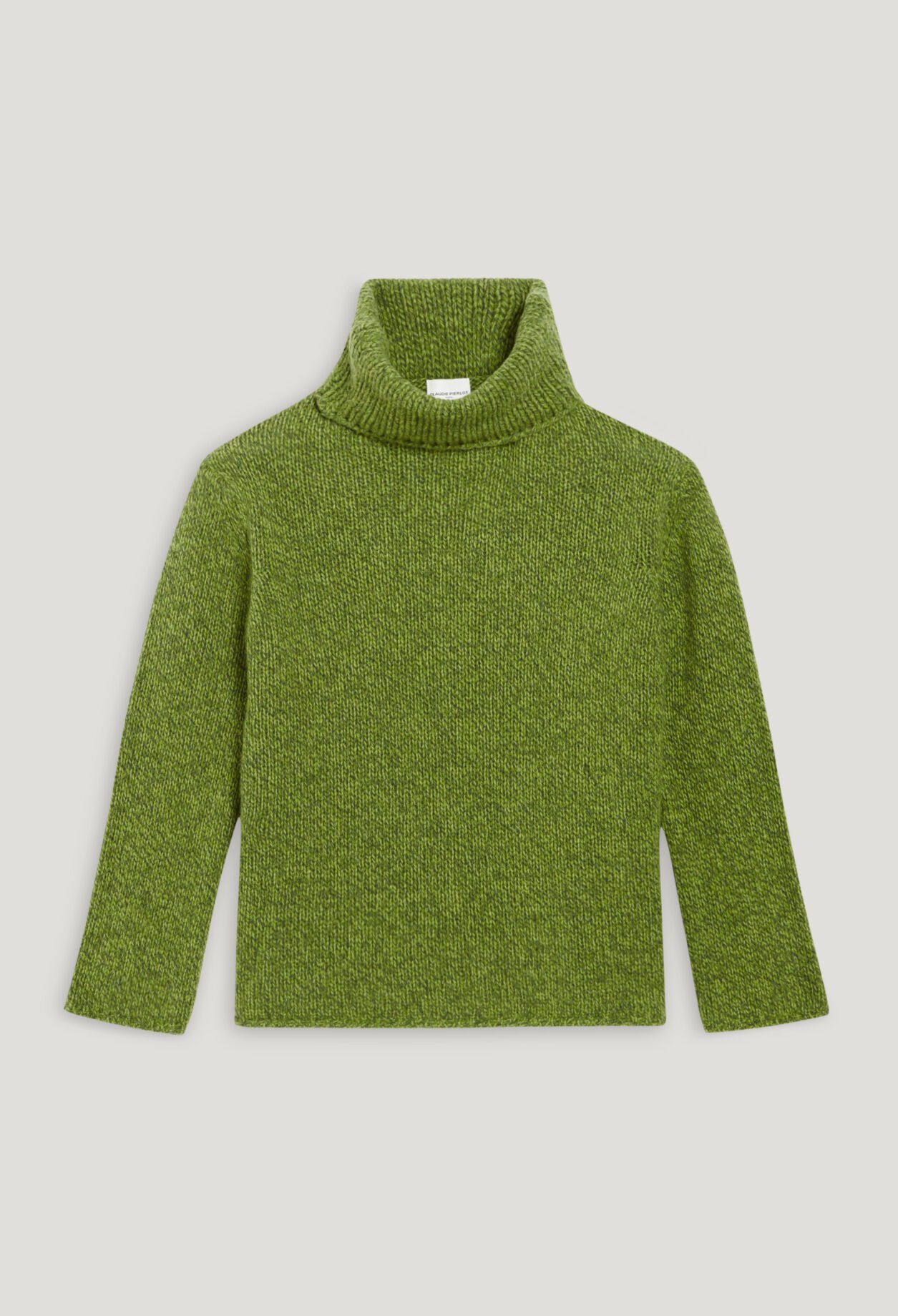 Pull col roulé maille matcha