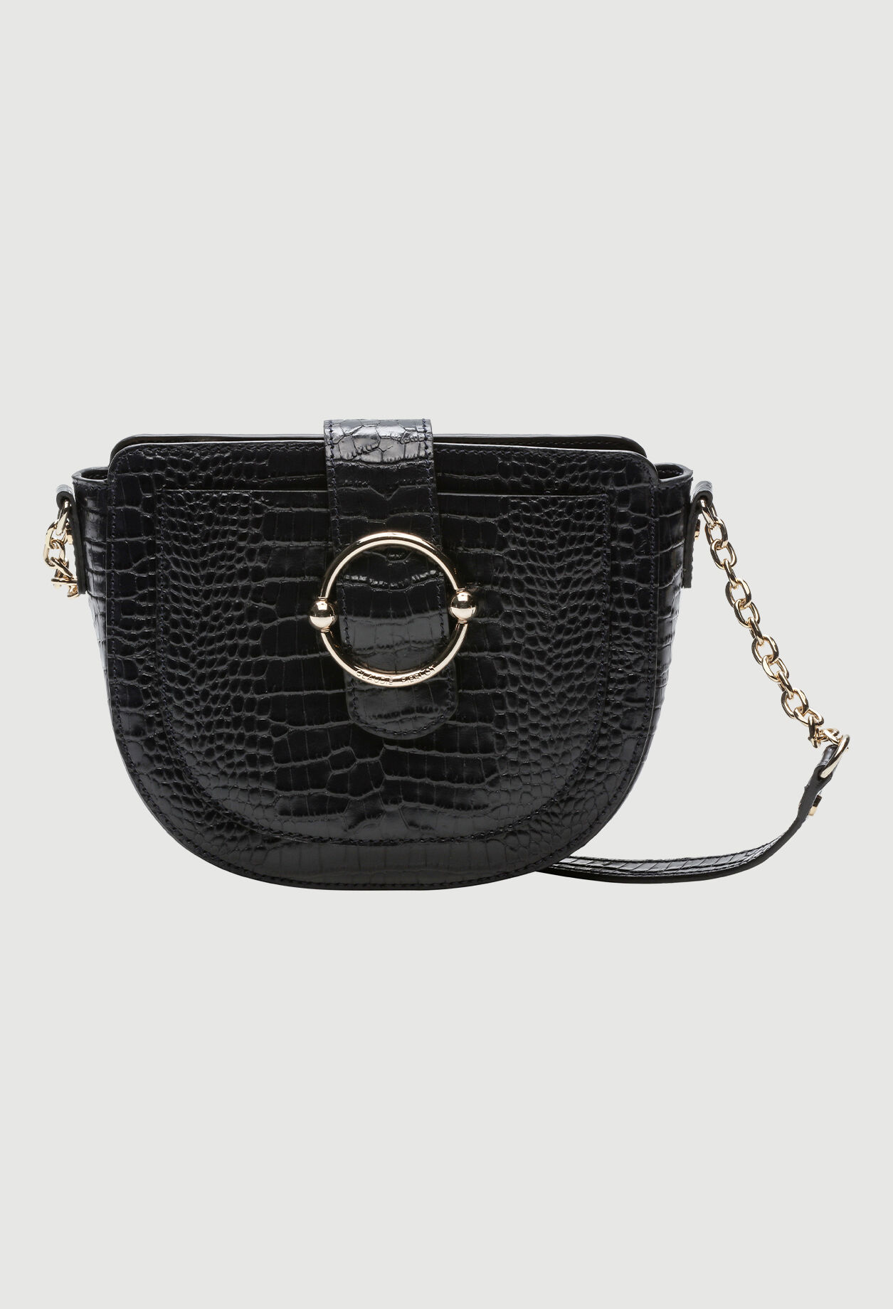 Sac en cuir effet croco et chaîne métal