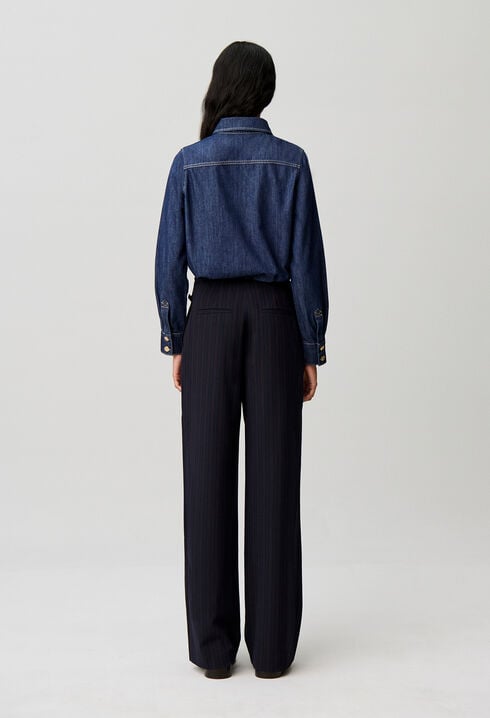 Pantalon ray&eacute; droit