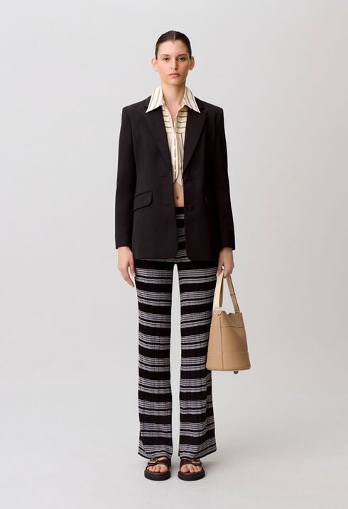 Pantalon maille &agrave; rayures