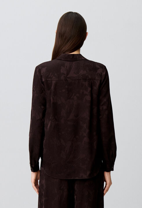 Blouse droite jacquard floral col rabats