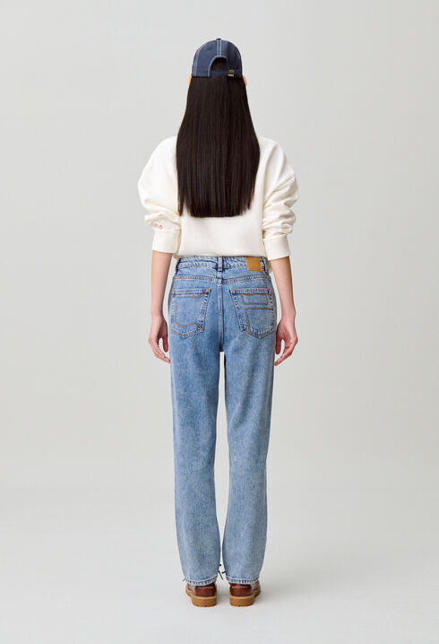 Jean cigarette 7/8 denim délavé