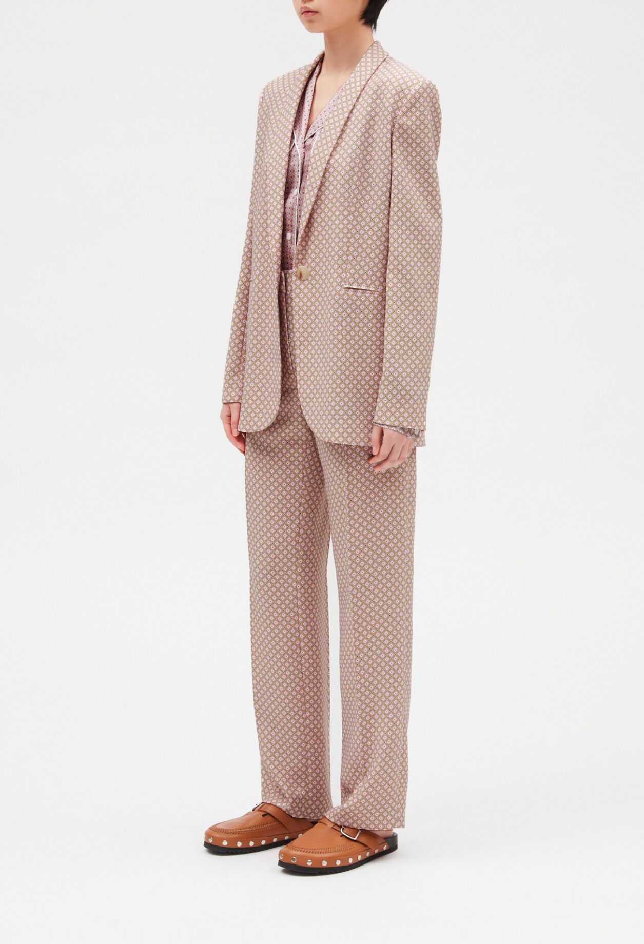 Veste tailleur imprimé rose