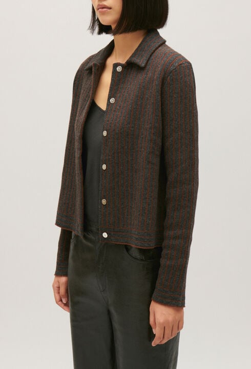 Cardigan maille rayée 