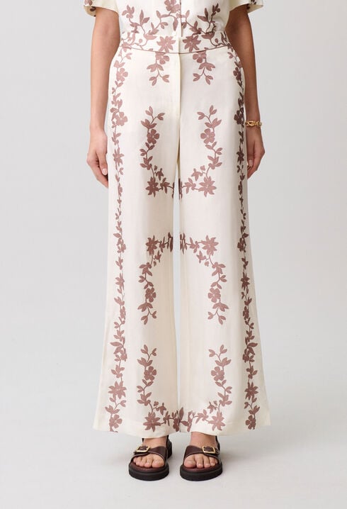 Pantalon large fleurs