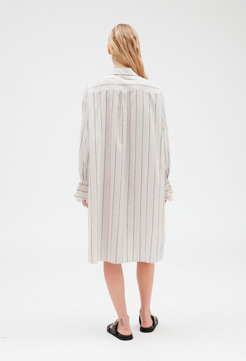 Robe chemise midi coton et lin