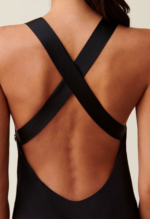 Robe longue satinée