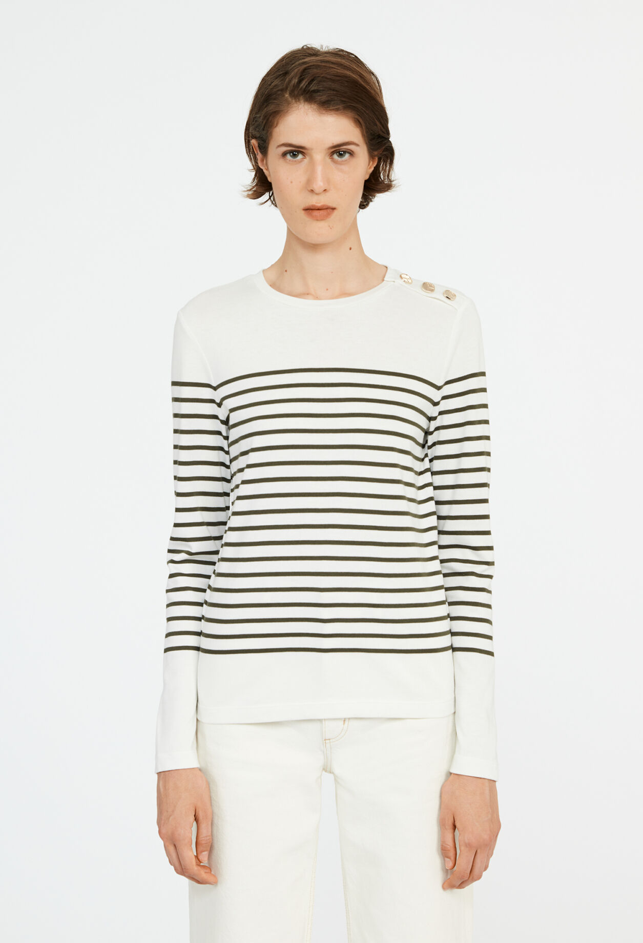 T-shirt marinière à bouton