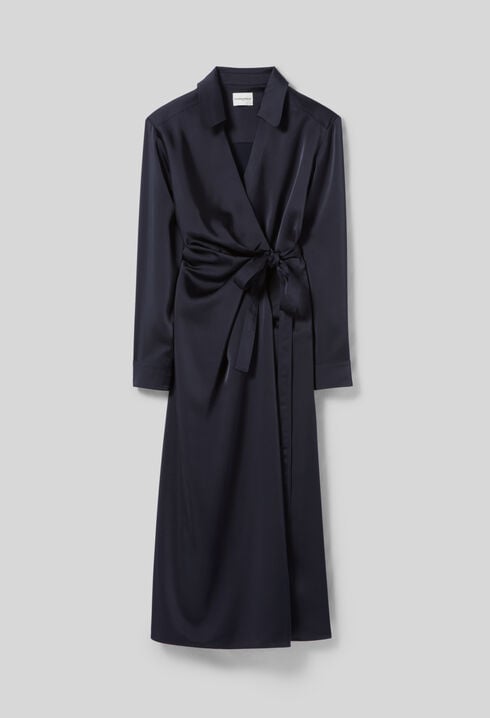Robe satinée mi-longue portefeuille
