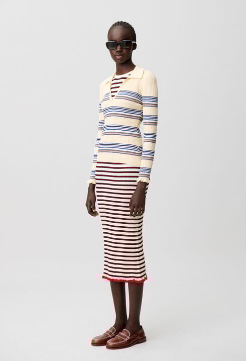 Top maille rayures multicolores