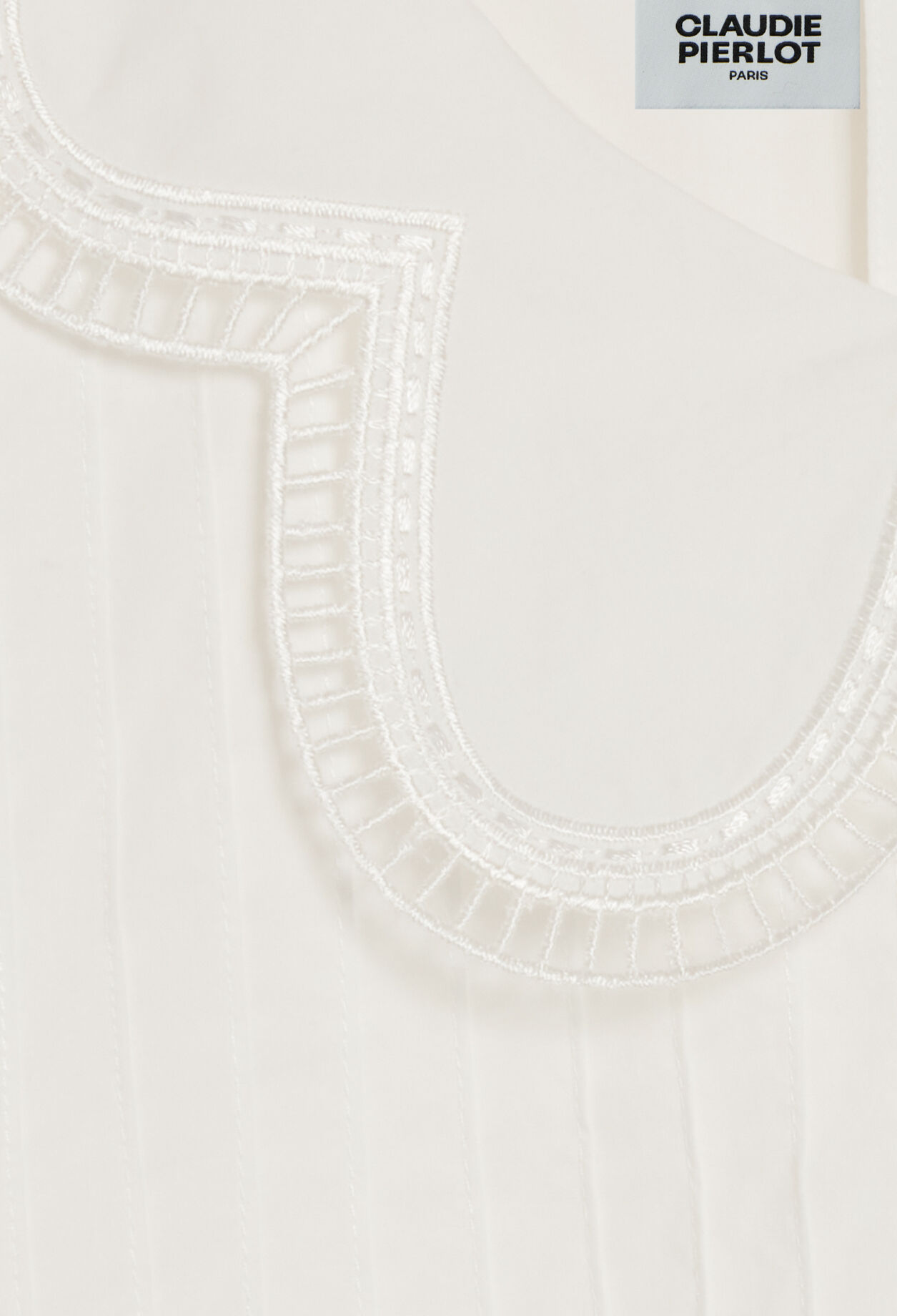 Top à col dentelle écru