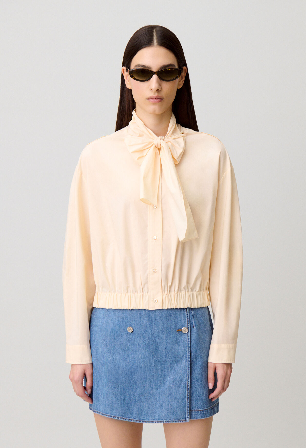 Chemise popeline col lavalli&egrave;re