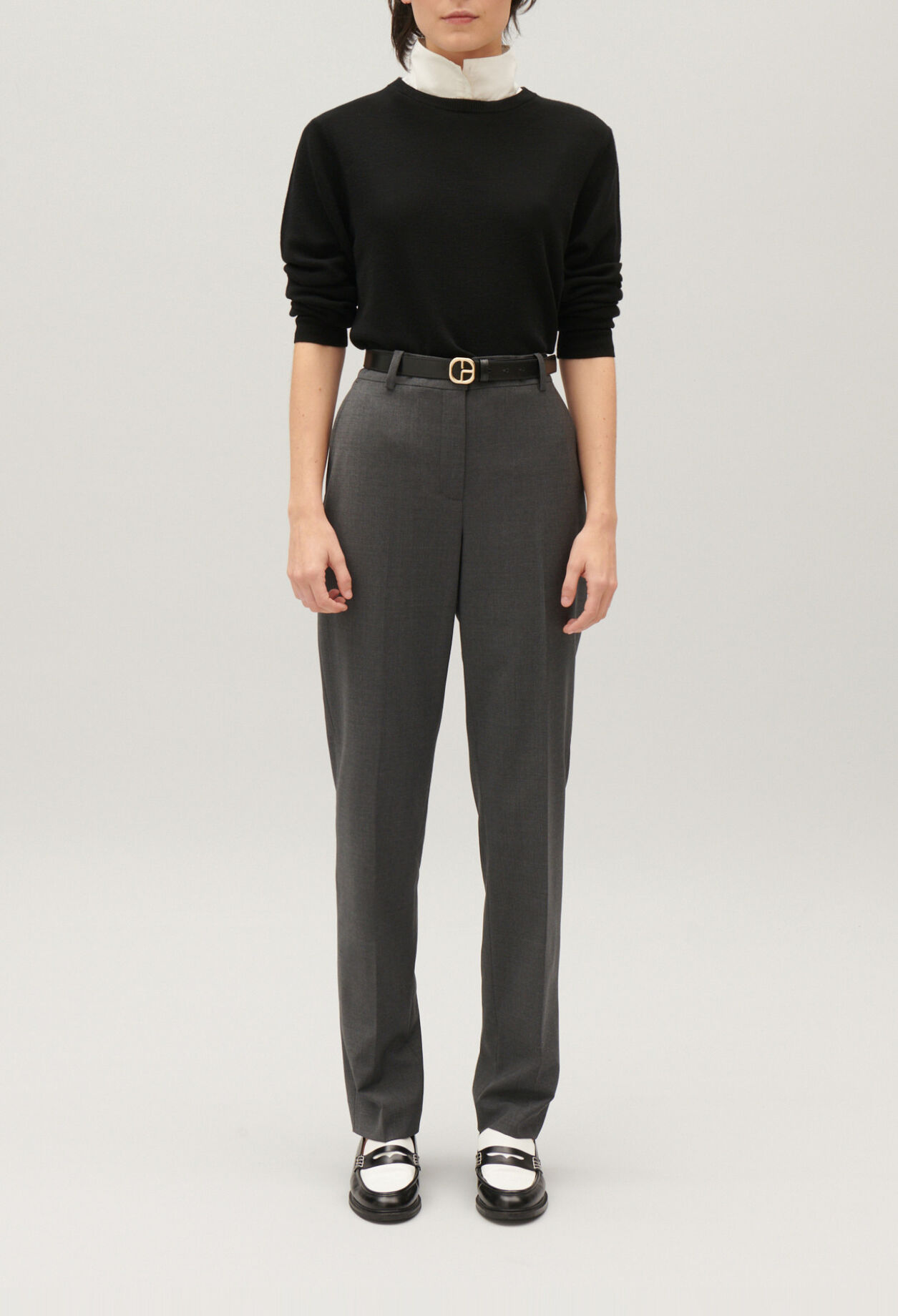 Pantalon tailleur gris chiné