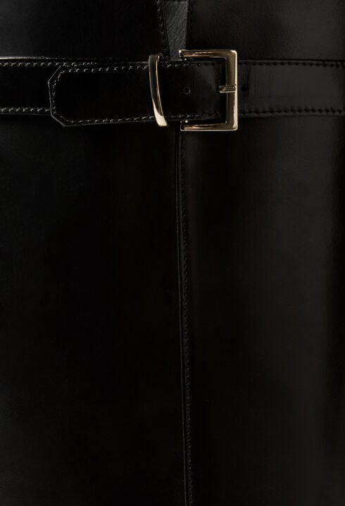Bottes hautes cuir lisse cir&eacute;