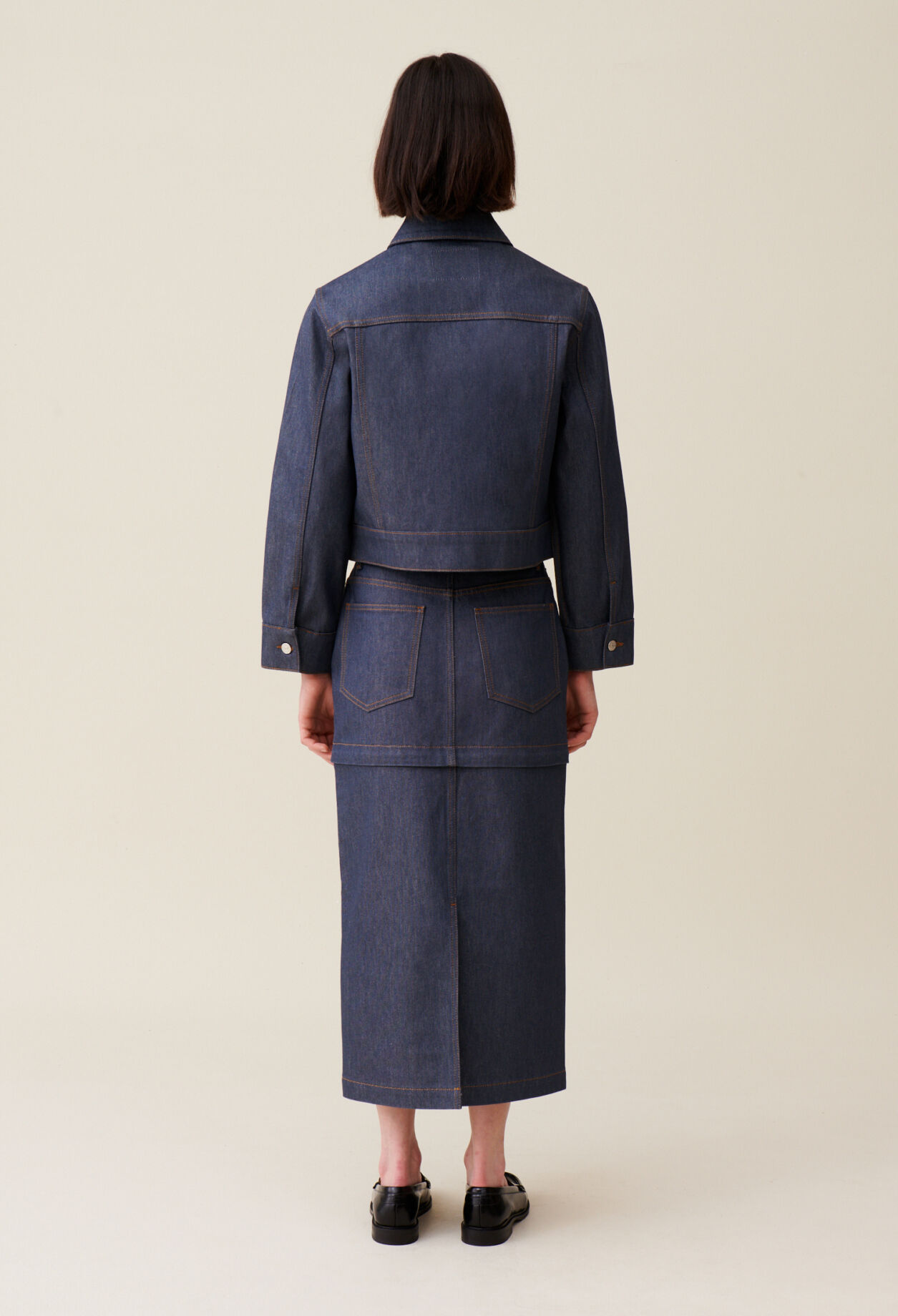 Veste denim foncé large 