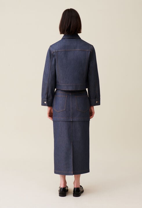 Veste denim foncé large 