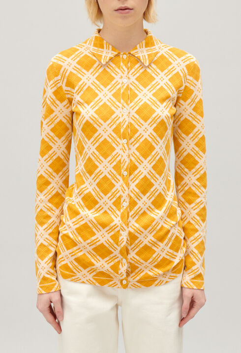Cardigan carreaux jaune