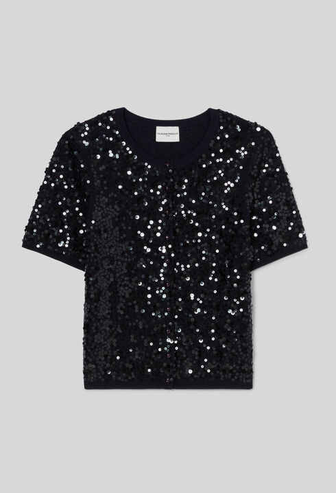Cardigan ajust&eacute; maille sequins