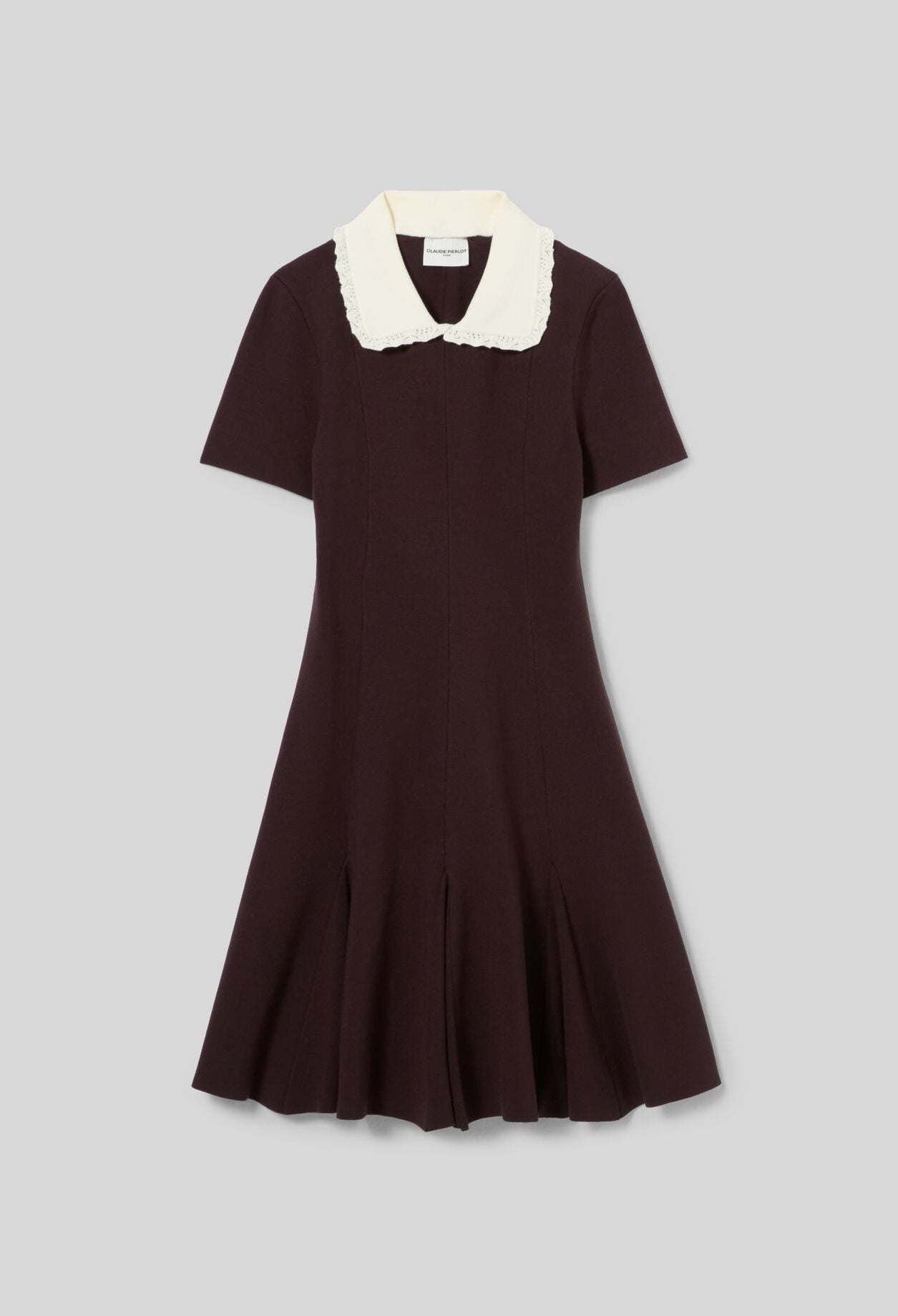 Robe patineuse maille col chemise