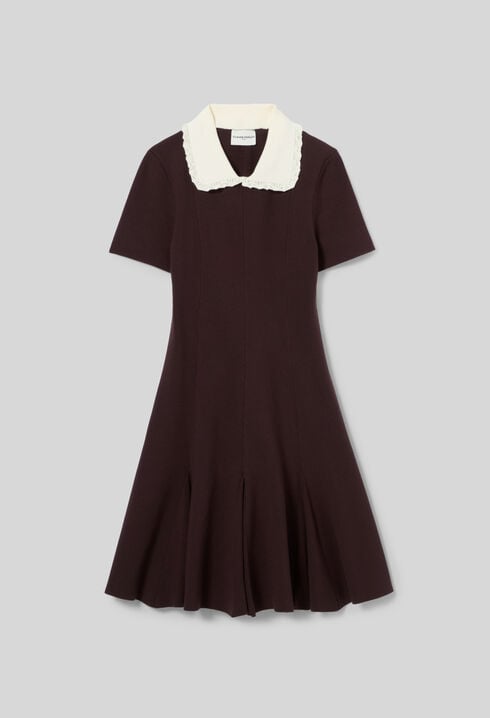 Robe patineuse maille col chemise