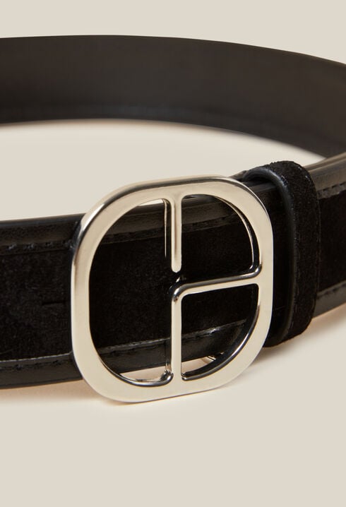 Ceinture cuir suède noir 