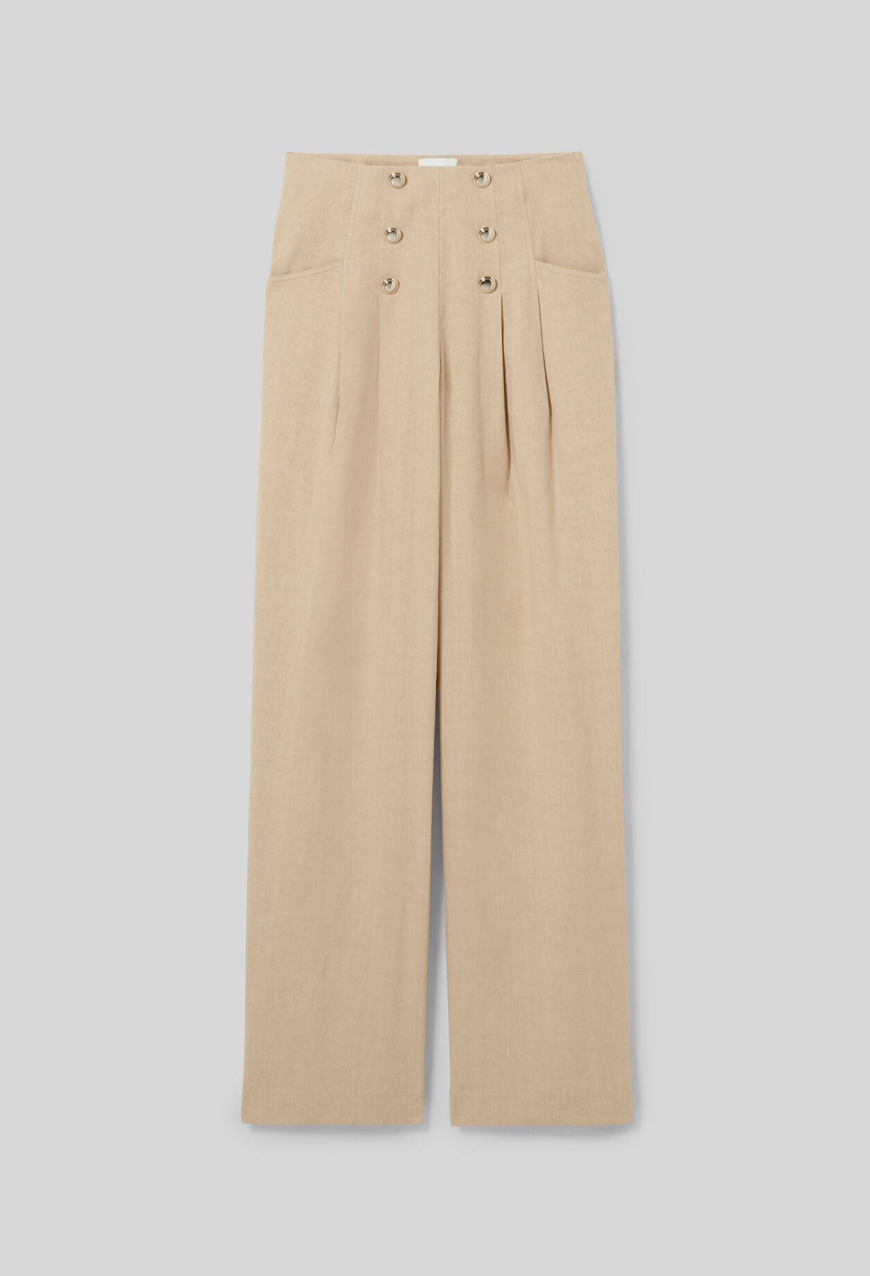 Pantalon lin &agrave; boutons