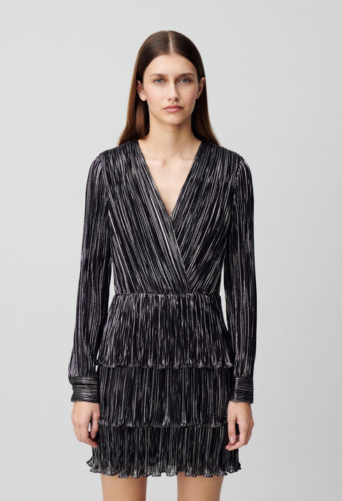 Robe argentée courte à volants