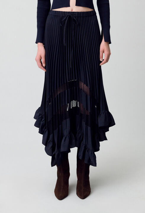 Jupe midi plissée et asymétrique