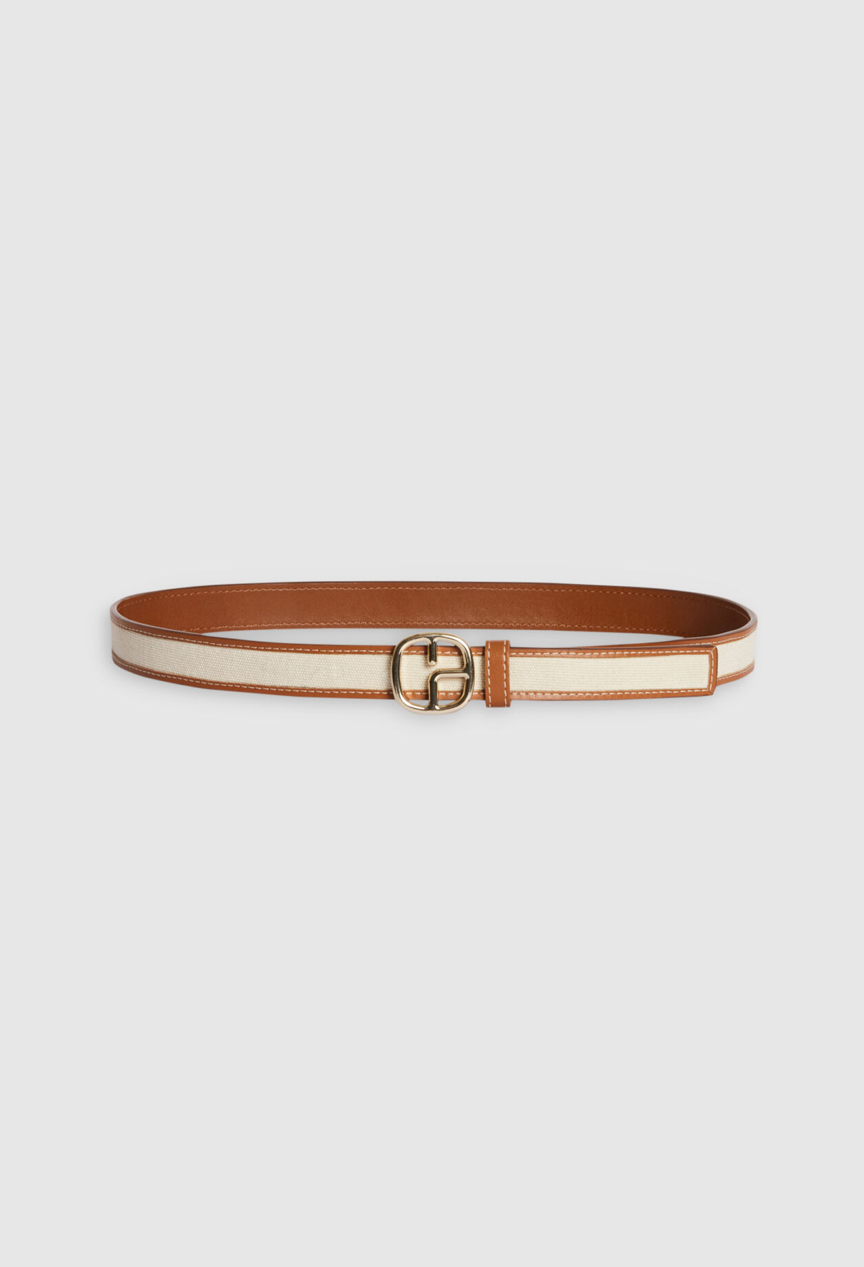 Ceinture cuir et toile monogramme beige