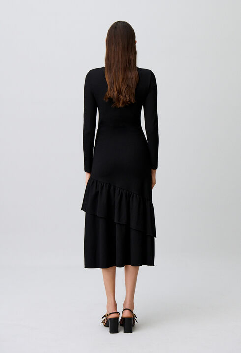 Robe moulante jersey volants