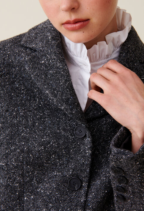 Veste tweed gris laine m&eacute;lang&eacute;e 